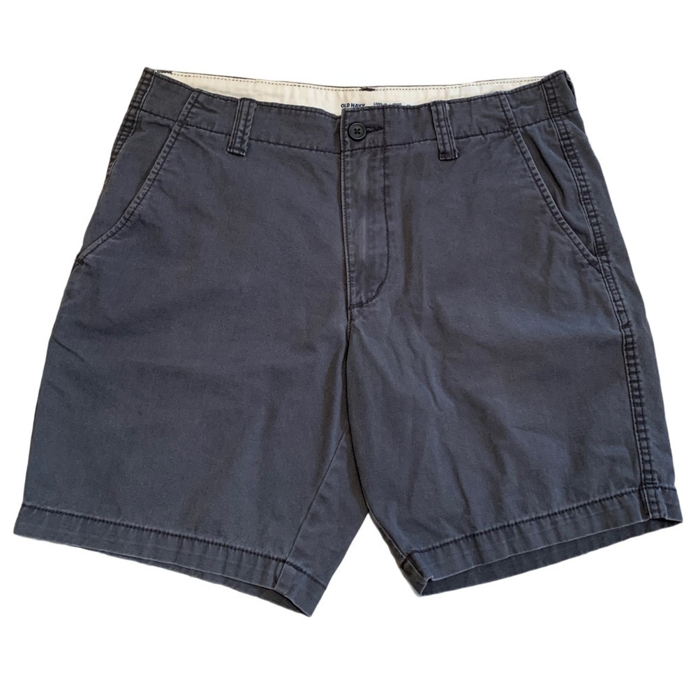 💜 Old Navy Men's Lived-In Straight Chino Shorts - Gray - Size 32